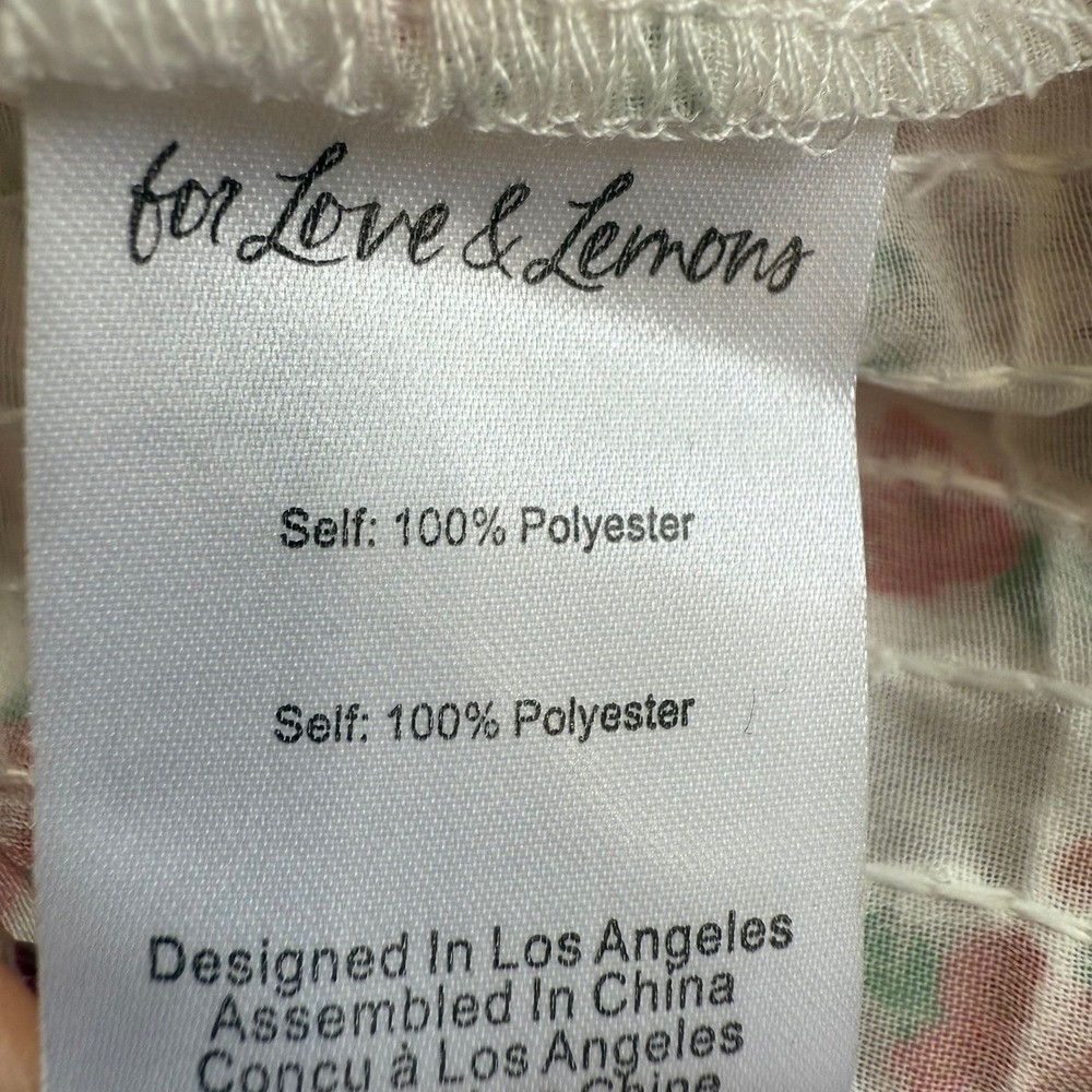 For Love & Lemons Floral Ruffle Crop Top and Shorts Set White Red Small NEW - Picture 12 of 13